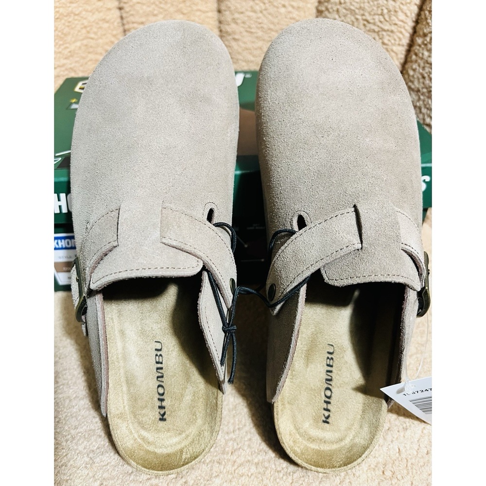 Khombu Damian Mens Mules Size 9 Suede Tan Taupe Adjustable Casual Slip-On Shoes